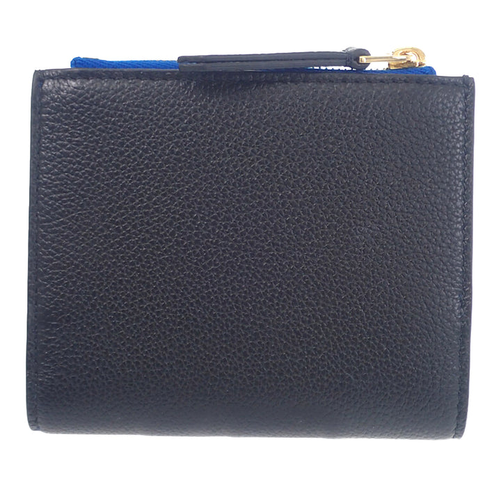 Celine Souple grainé Triomphe Compact Portefeuille Cuir de veau grainé Noir