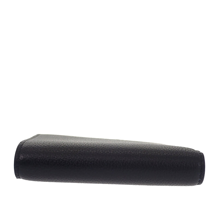 Celine Souple grainé Triomphe Compact Portefeuille Cuir de veau grainé Noir