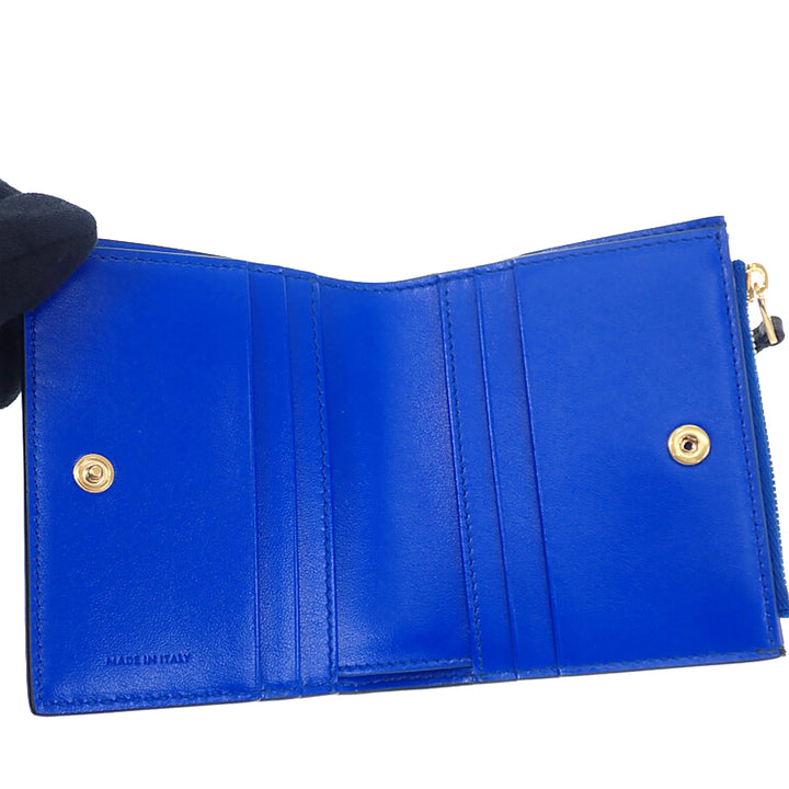 Celine Souple grainé Triomphe Compact Portefeuille Cuir de veau grainé Noir