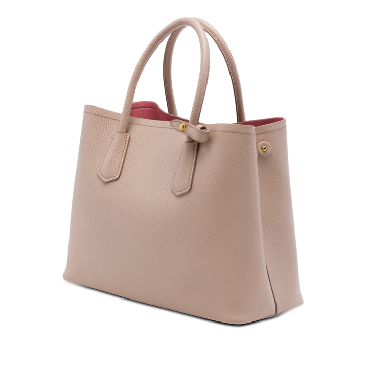 Double Sac Moyen Saffiano Beige