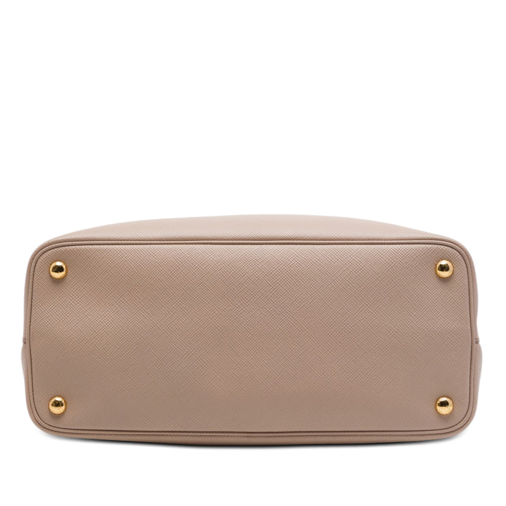 Double Sac Moyen Saffiano Beige