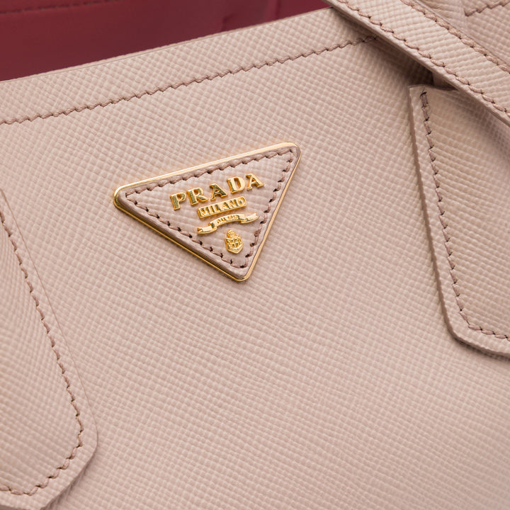 Double Sac Moyen Saffiano Beige
