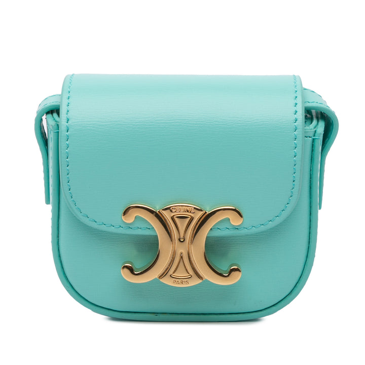 Mini Shiny Calfskin Triomphe Crossbody Blue - Gaby Paris