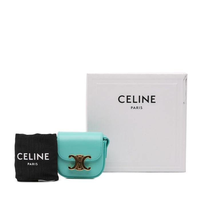 Mini Shiny Calfskin Triomphe Crossbody Blue - Gaby Paris