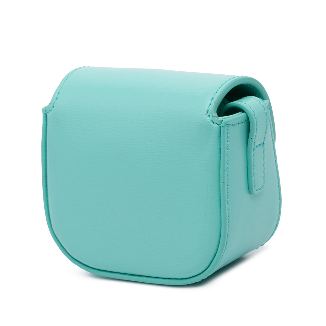 Mini Shiny Calfskin Triomphe Crossbody Blue - Gaby Paris