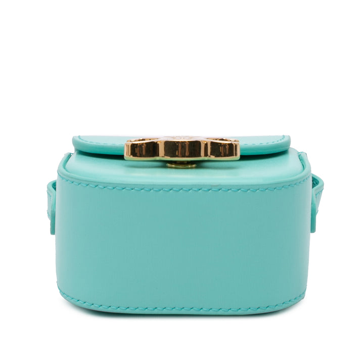 Mini Shiny Calfskin Triomphe Crossbody Blue - Gaby Paris