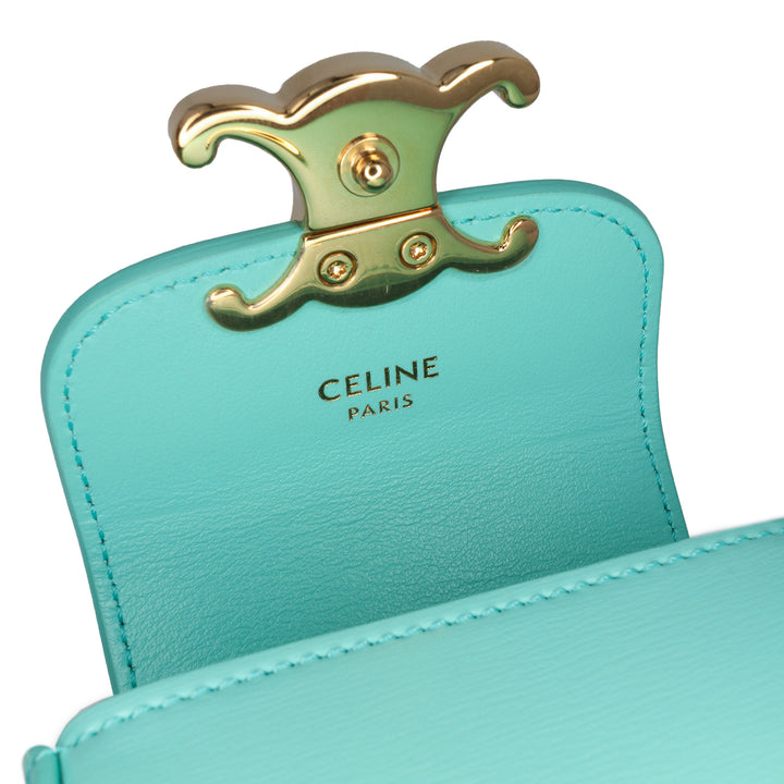 Mini Shiny Calfskin Triomphe Crossbody Blue - Gaby Paris