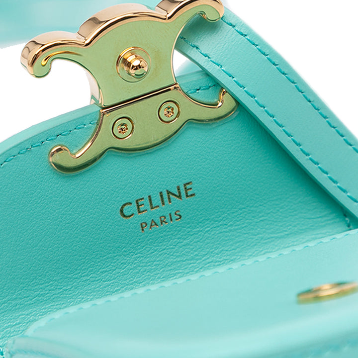 Mini Shiny Calfskin Triomphe Crossbody Blue - Gaby Paris