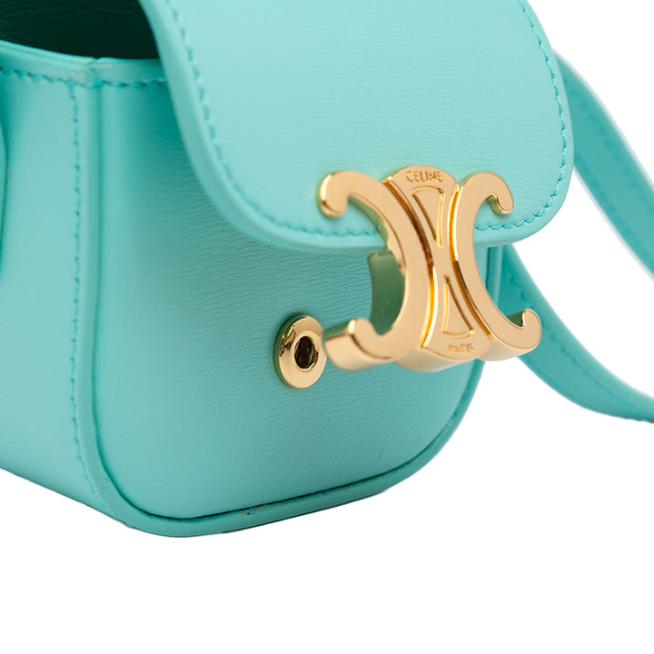 Mini Shiny Calfskin Triomphe Crossbody Blue - Gaby Paris
