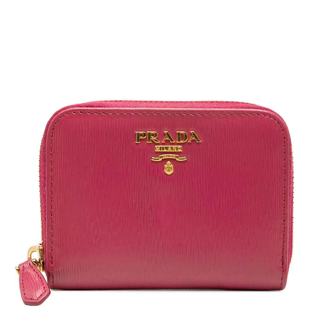 Prada Vitello Move Porte-monnaie Rose – vue principale – GABY PARIS