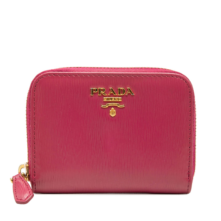 Prada Vitello Move Porte-monnaie Rose – vue principale – GABY PARIS