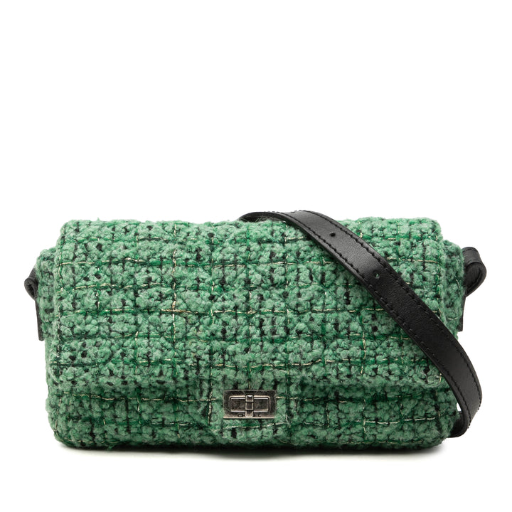 Matelassé Reissue 2.55 Easy Messenger à rabat Petit Tweed Vert
