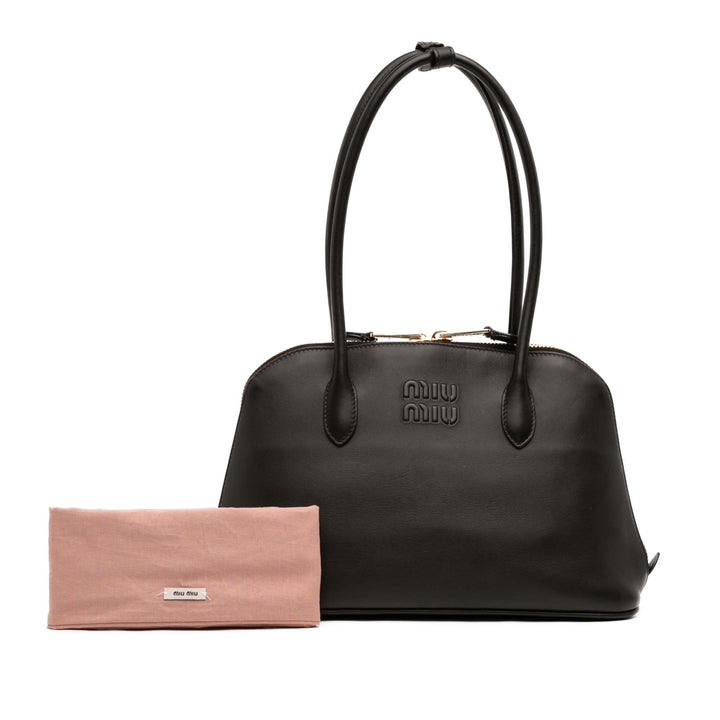 Miu Miu Soupley embossé Logo Sac Cuir de veau