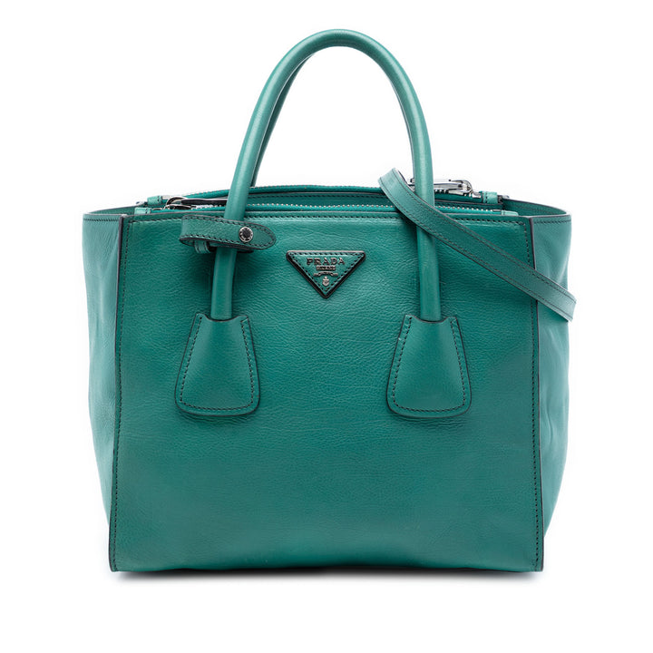 Prada Glace Veau Twin Poche Double Poignée Sac Cuir