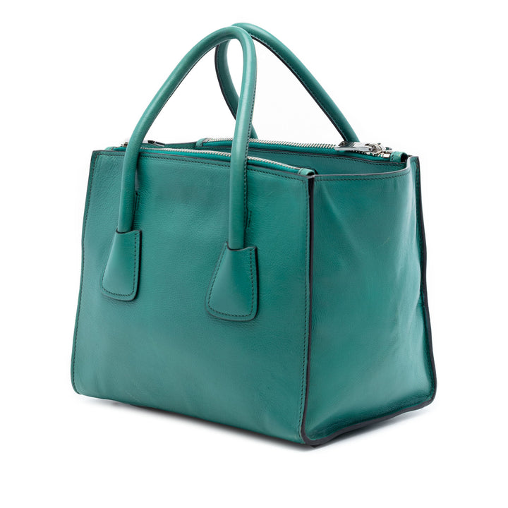 Prada Glace Veau Twin Poche Double Poignée Sac Cuir