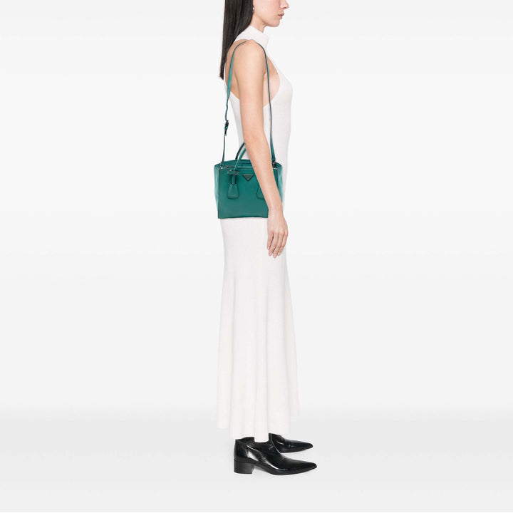 Prada Glace Veau Twin Poche Double Poignée Sac Cuir