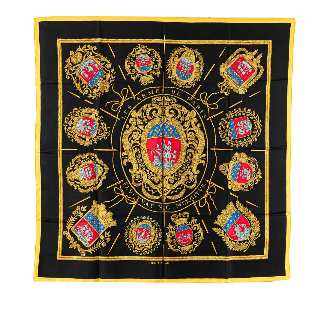 Hermès Les Armes de Paris Soie Foulard Noir – GABY PARIS Authentique