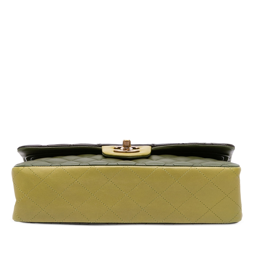 Chanel Medium Classic Tricolor Cuir d’agneau Double rabat Vert – GABY PARIS Authentique