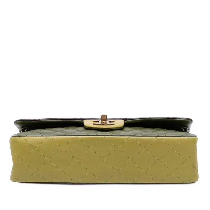 Chanel Medium Classic Tricolor Cuir d’agneau Double rabat Vert – GABY PARIS Authentique