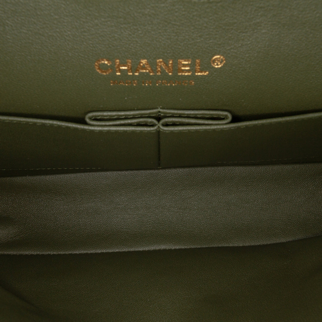 Chanel Medium Classic Tricolor Cuir d’agneau Double rabat Vert – GABY PARIS Authentique