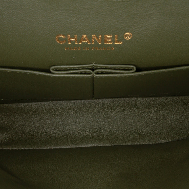 Chanel Medium Classic Tricolor Cuir d’agneau Double rabat Vert – GABY PARIS Authentique