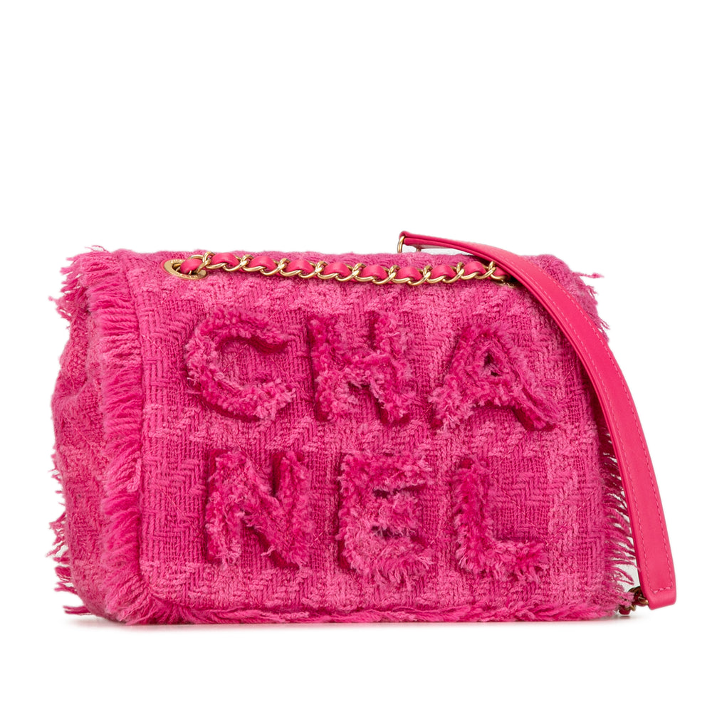 Chanel Laine Tweed Giant Logo Flap Rose – GABY PARIS Authentique