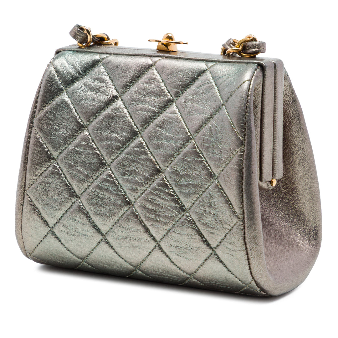 Chanel Mini CC Matelassé Metallic Cuir d’agneau Frame Sac porté croisé