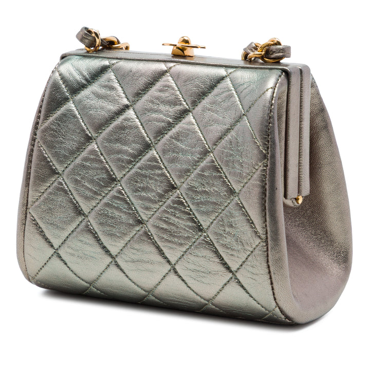 Chanel Mini CC Matelassé Metallic Cuir d’agneau Frame Sac porté croisé