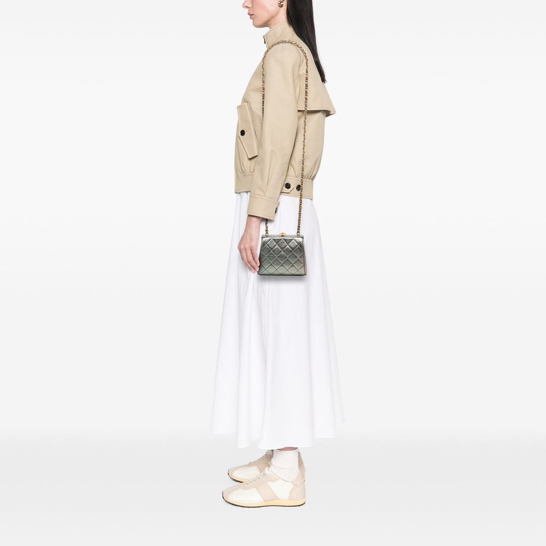 Chanel Mini CC Matelassé Metallic Cuir d’agneau Frame Sac porté croisé