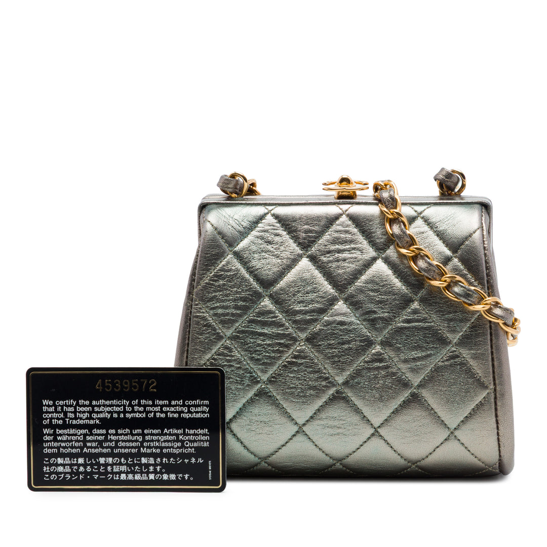 Chanel Mini CC Matelassé Metallic Cuir d’agneau Frame Sac porté croisé