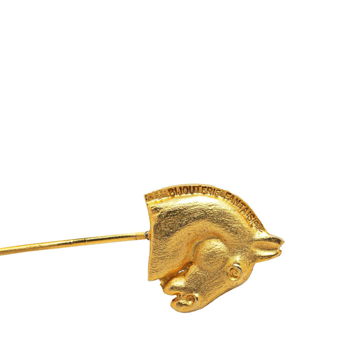 Gold Plated Large Cheval Pin Brooch Gold - Gaby Paris