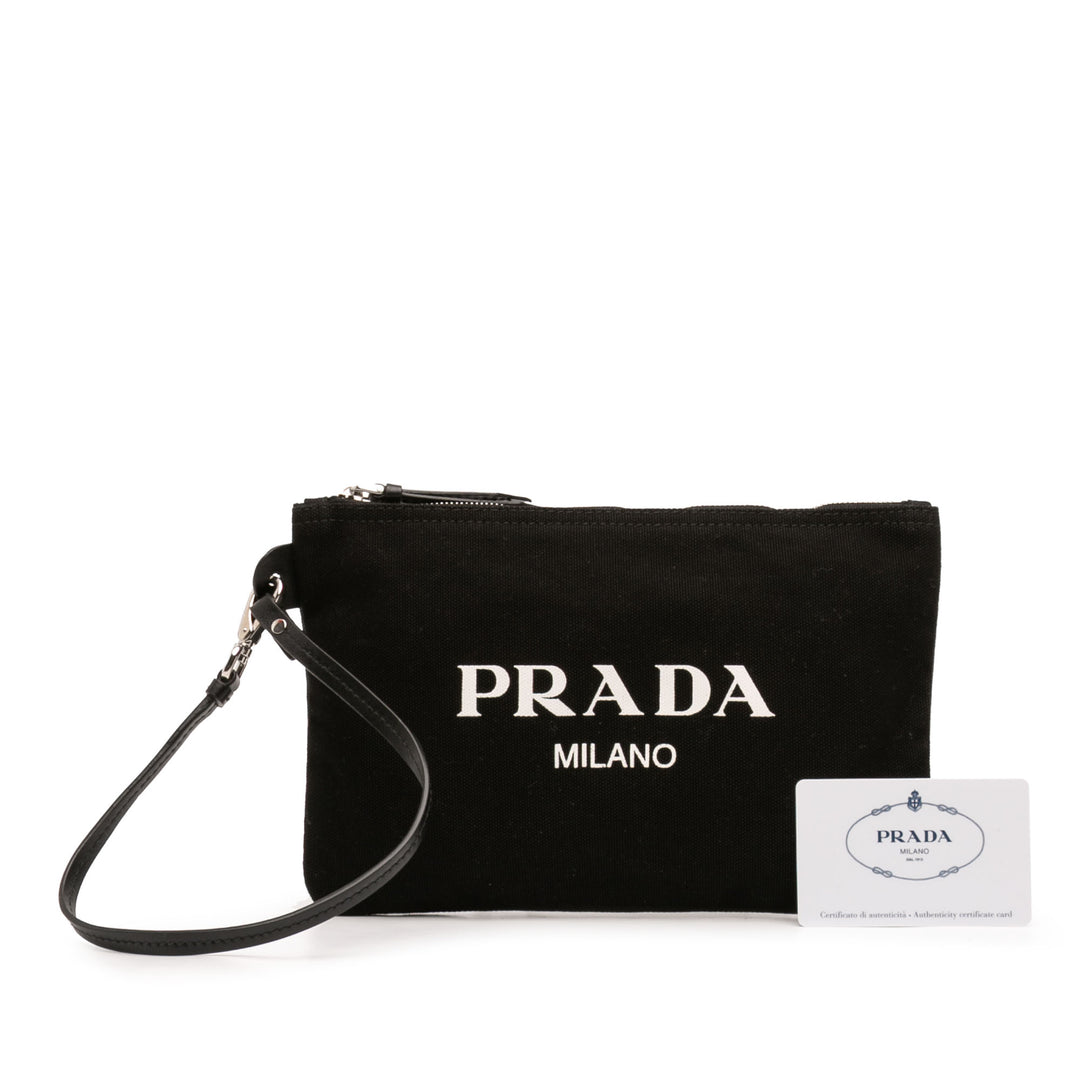 Prada Canapa Toile Logo Wrislet Pochette