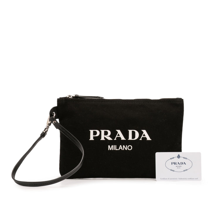 Prada Canapa Toile Logo Wrislet Pochette