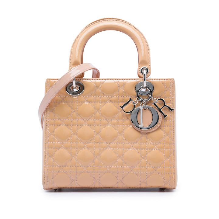 Dior Medium Cuir verni Cannage Lady Dior