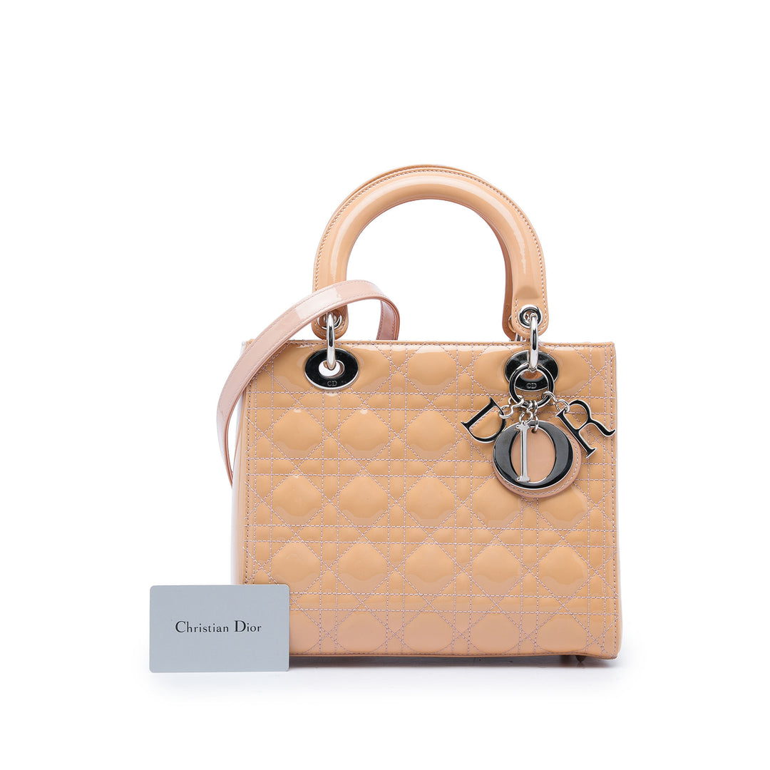 Dior Medium Cuir verni Cannage Lady Dior