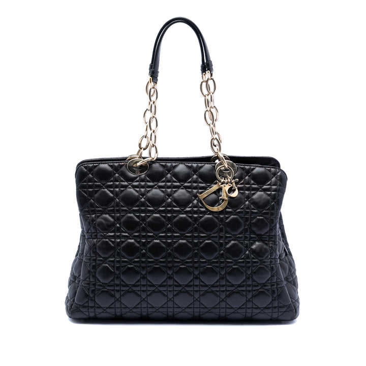 Dior Large Cuir d’agneau Cannage Soft Zipped Lady Dior Shopping Cabas