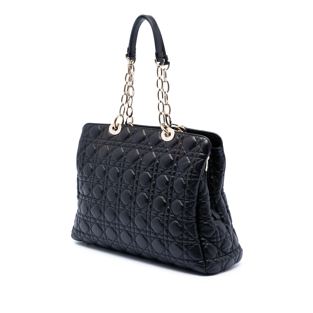 Dior Large Cuir d’agneau Cannage Soft Zipped Lady Dior Shopping Cabas