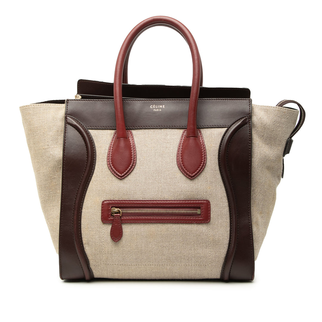 Celine Mini Tricolor Lin et Cuir Luggage Cabas