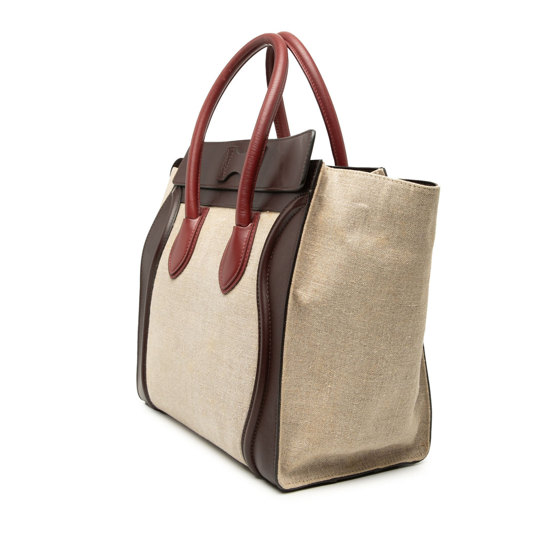 Celine Mini Tricolor Lin et Cuir Luggage Cabas