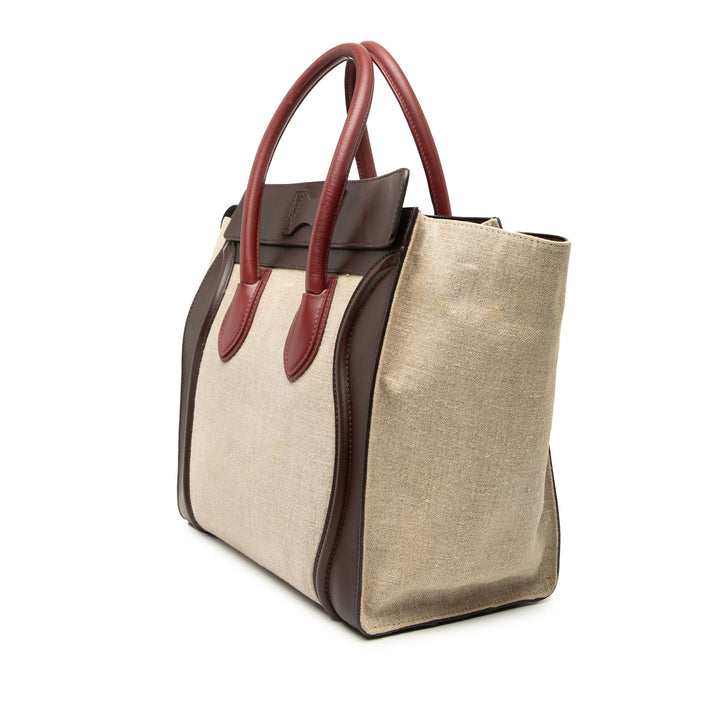 Celine Mini Tricolor Lin et Cuir Luggage Cabas