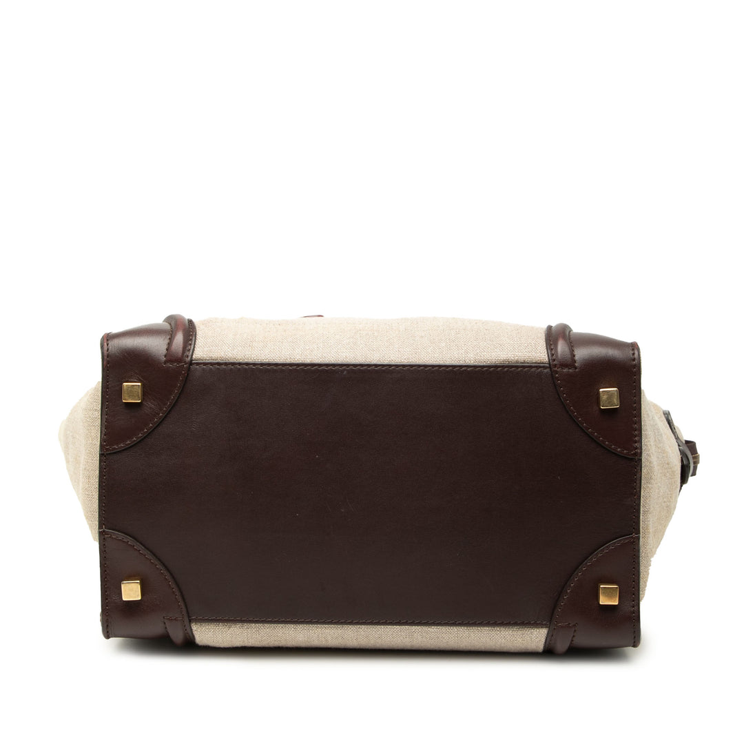 Celine Mini Tricolor Lin et Cuir Luggage Cabas