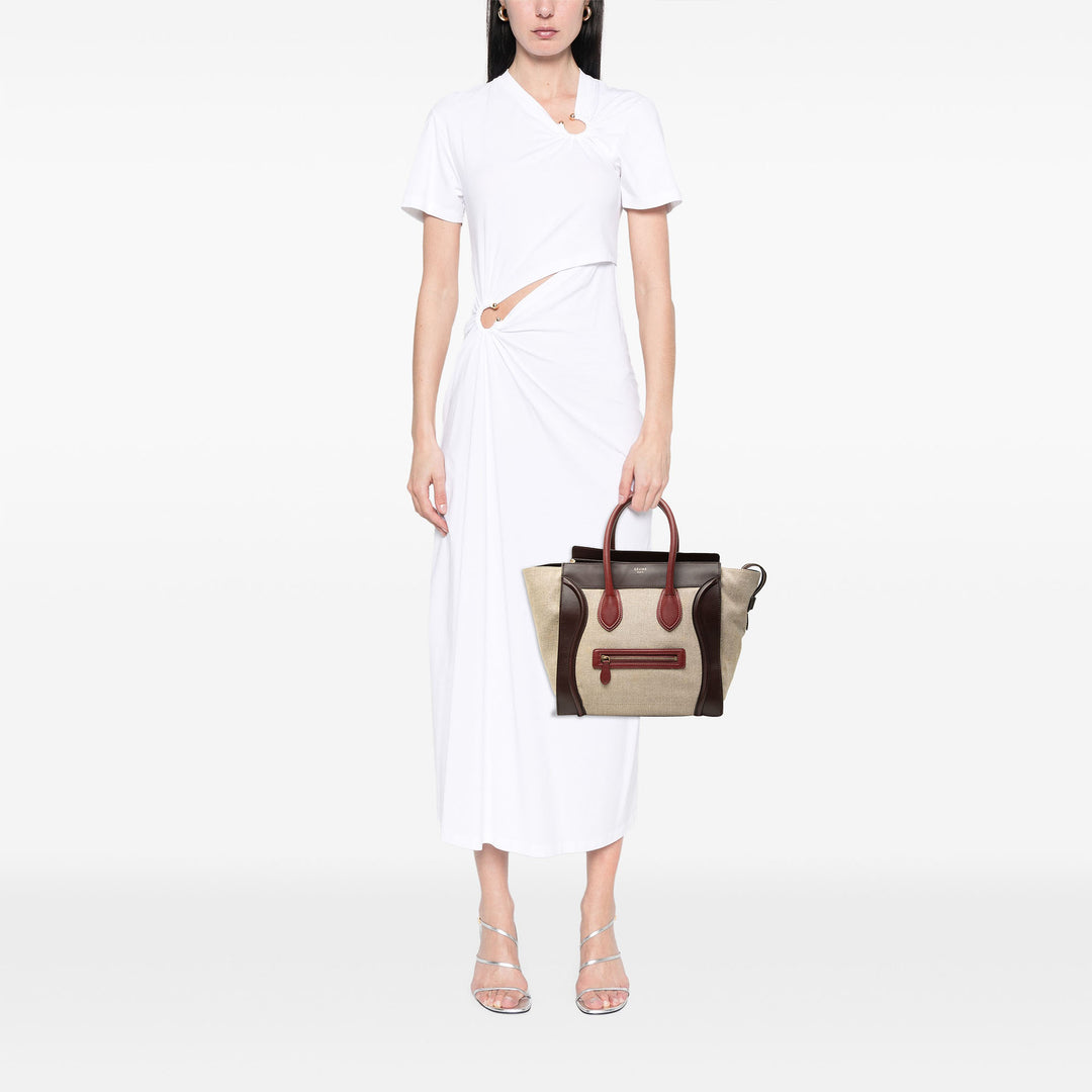Celine Mini Tricolor Lin et Cuir Luggage Cabas