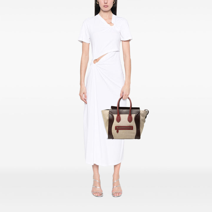 Celine Mini Tricolor Lin et Cuir Luggage Cabas