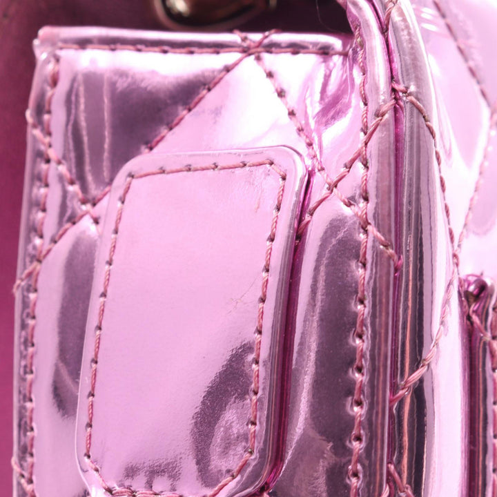 Matelassé Métallisé Mirror Hollywood Boulevard à rabat Mini Cuir de veau Rose