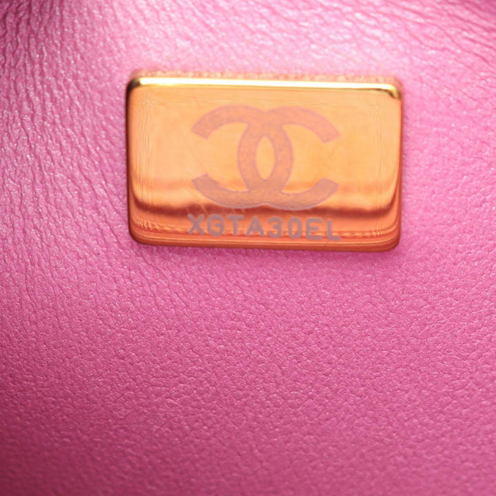 Matelassé Métallisé Mirror Hollywood Boulevard à rabat Mini Cuir de veau Rose