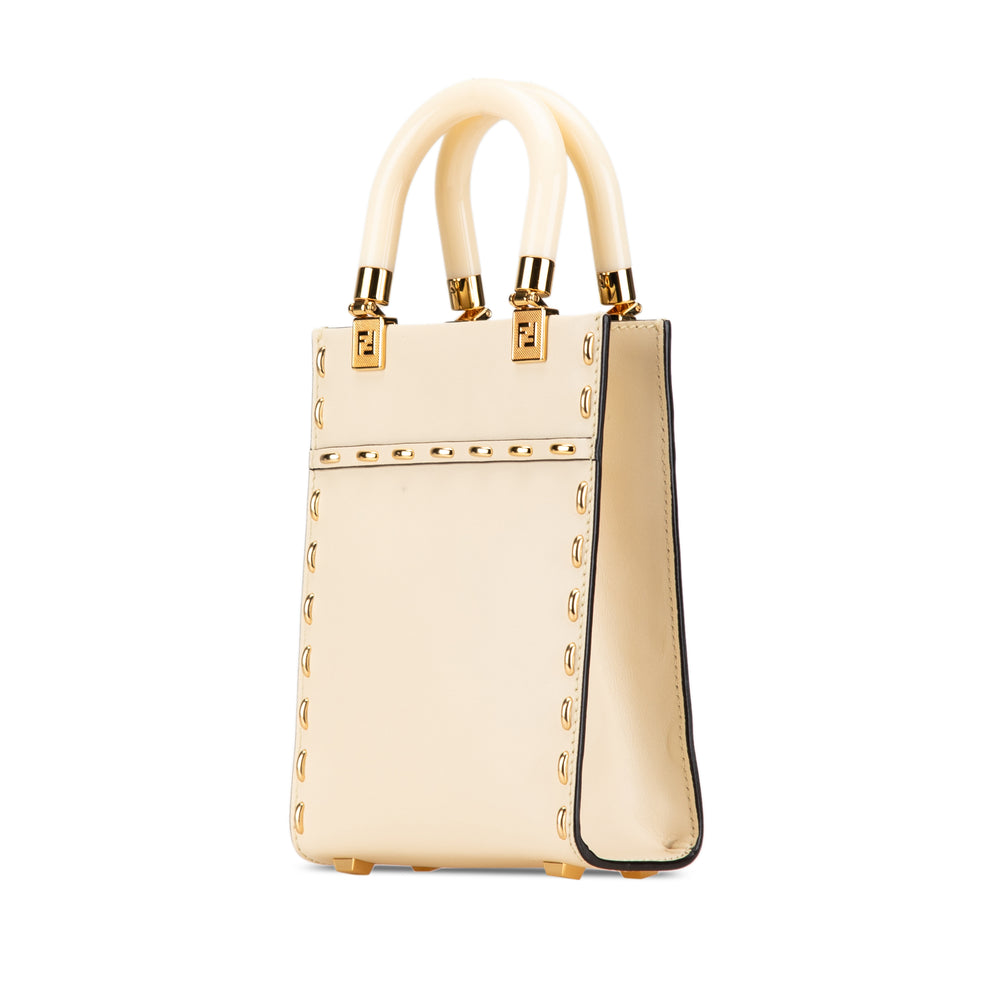 Mini Leather Sunshine Shopper Tote White - Gaby Paris