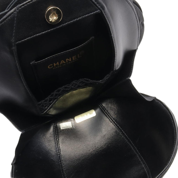 Lambskin and Satin Camellia Flower Evening Bag Black - Gaby Paris