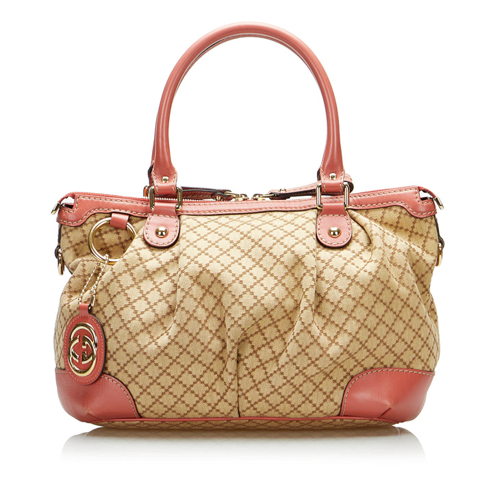 GG Canvas Bree Satchel Brown - Gaby Paris