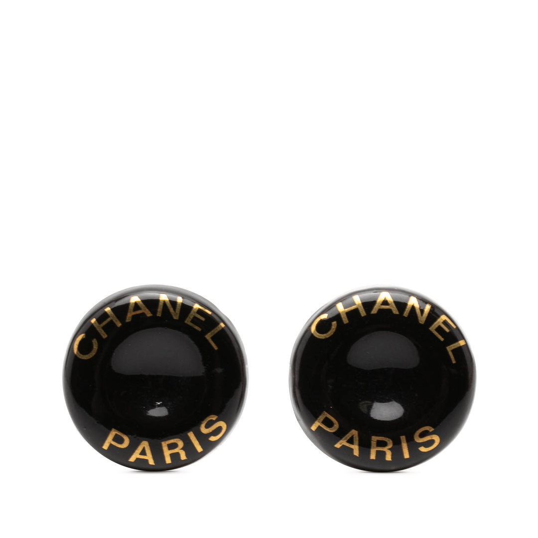 Chanel CC Resin et Brass Logo Imprimé À clip Boucles d'oreilles Métal