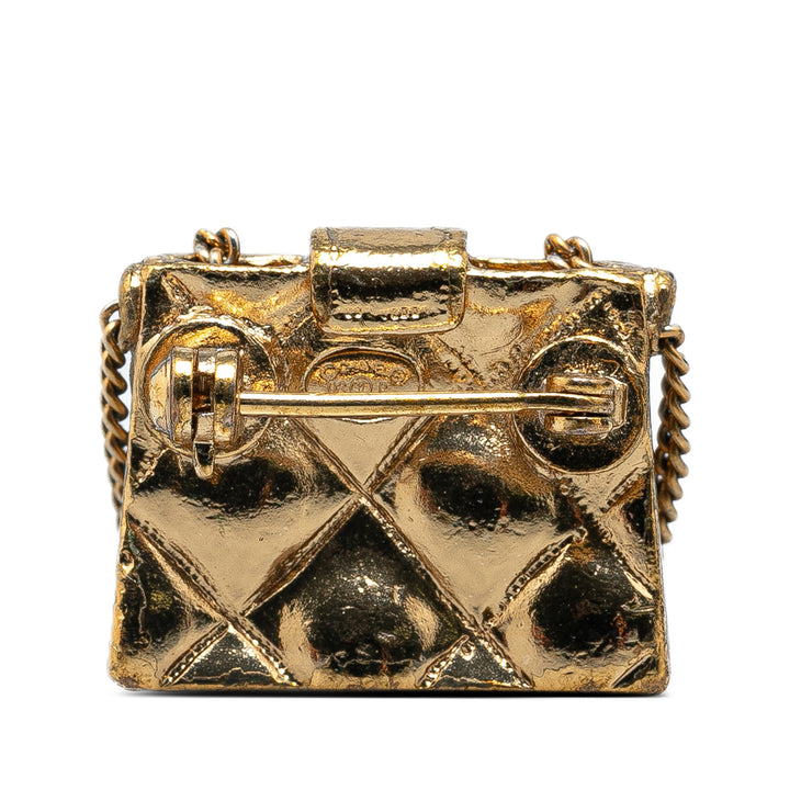 CC Quilted Flap Bag Brooch Gold - Gaby Paris